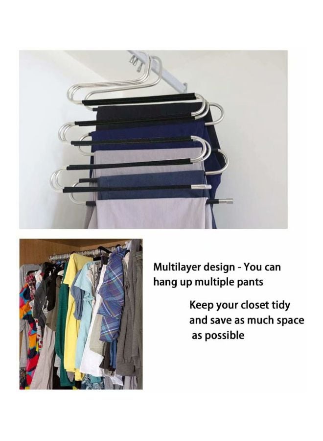 4-Piece Trouser Hanger Set Silver/Black 34.4x38.4cm