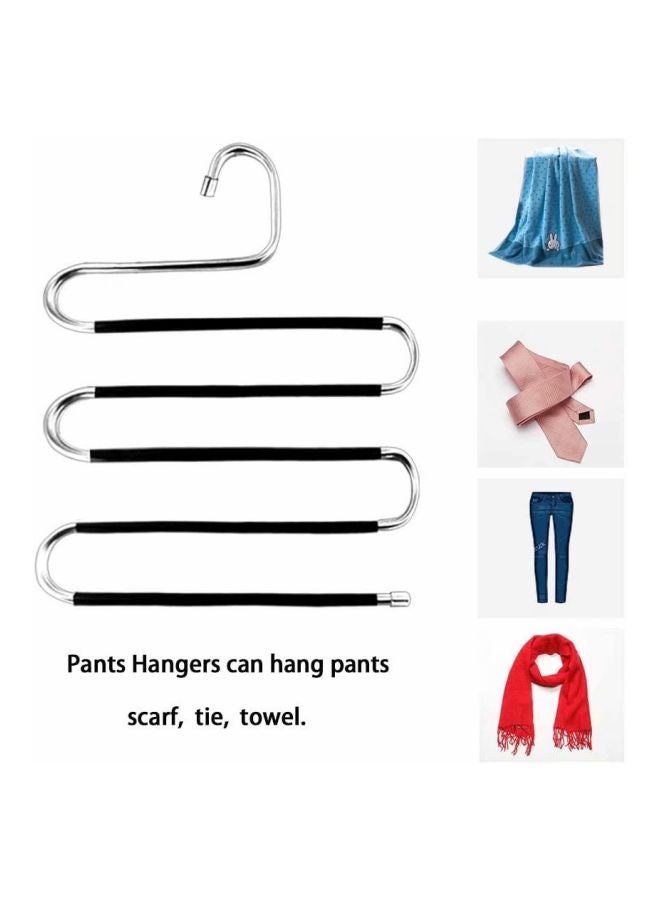 4-Piece Trouser Hanger Set Silver/Black 34.4x38.4cm