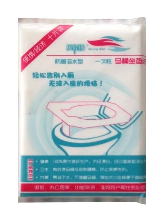 10-Piece Disposable Toilet Seat Paper Cover Set White - Image 1