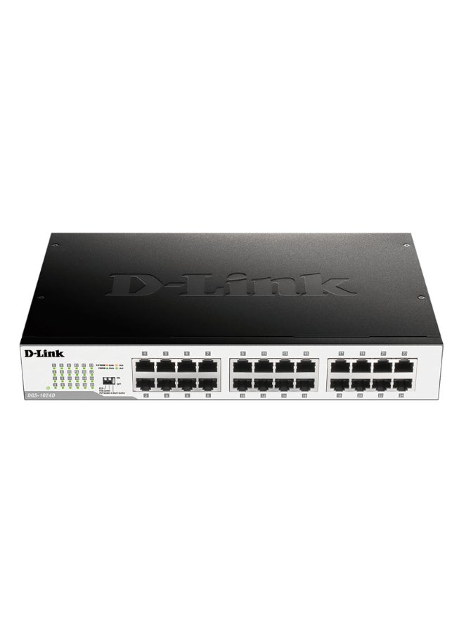 D-Link - 24-Port Gigabit Unmanaged Desktop Switch, Gigabit Connectivity, Improved Network Efficiency, Innovative Design, Green Technology | DGS‑1024D Black - Image 1