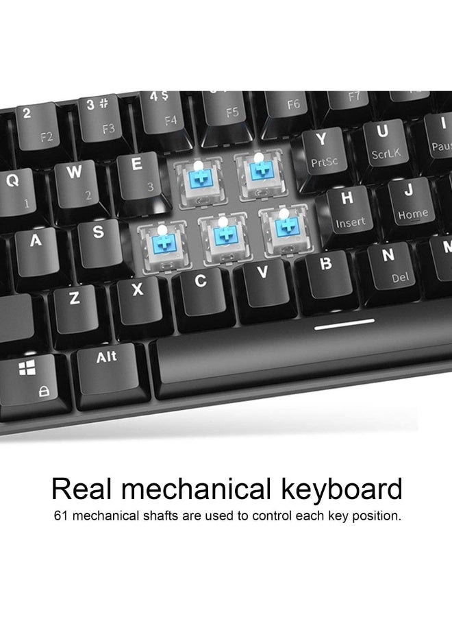 61-Key Dual Mode Mechanical Bluetooth Wireless Keyboard Black