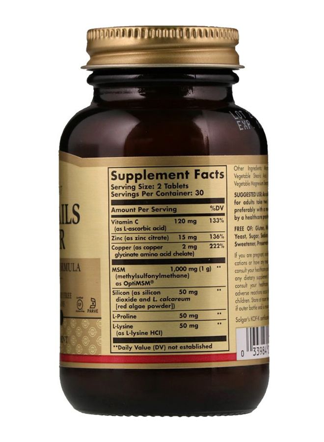 Solgar 60-Piece Skin, Nails & Hair, Advanced MSM Formula Tablets Gold/Brown 60grams  - Image 2