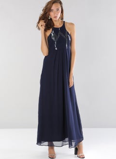 Eleanor Embellished Detailed Maxi Dress Navy