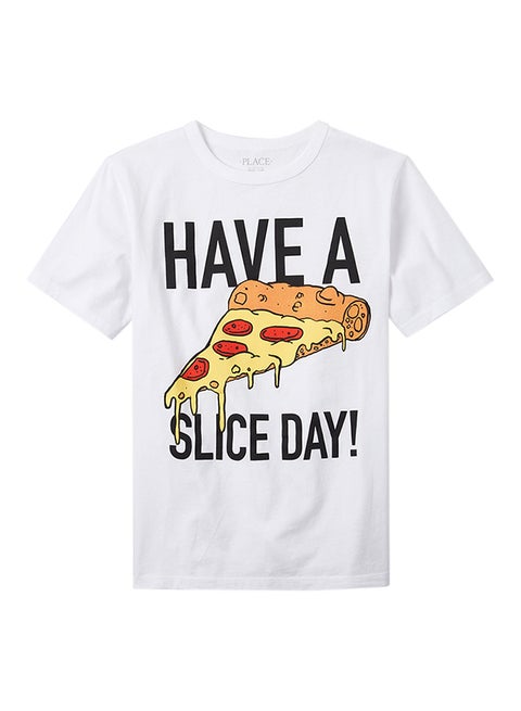 Kids Pizza Slice Print T-Shirt White