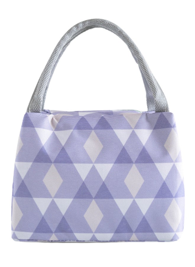 Reusable Lunch Bag Purple/White/Grey 23 x 18centimeter