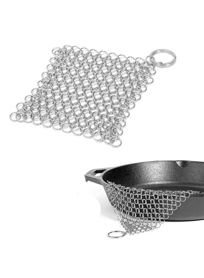 Stainless Steel Square Dish Cleaner Net Silver 4 x 4cm