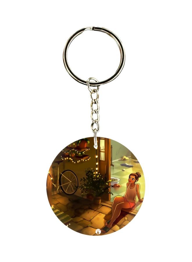 BP Cartoon Girl Printed Keychain