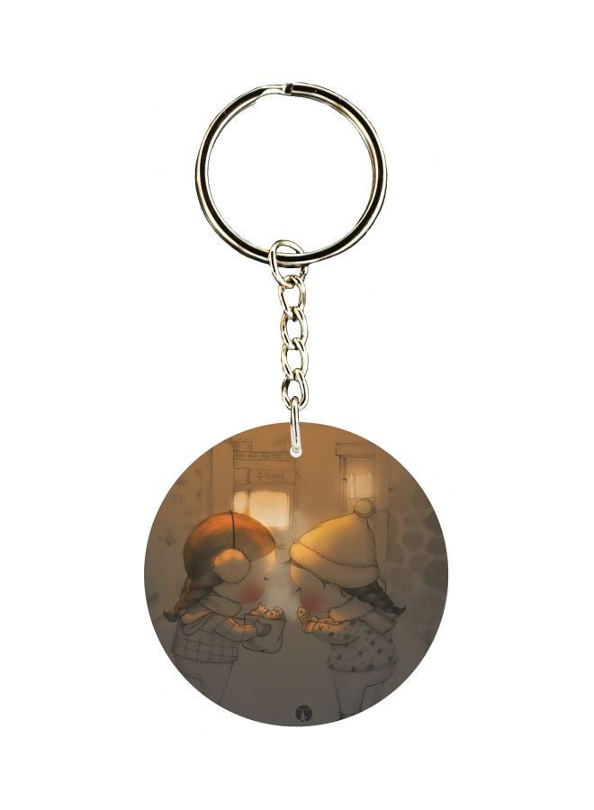 بي بي سلسلة مفاتيح بطبعة رسومات كرتونية على جهة واحدة