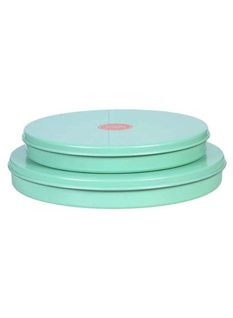 4-Piece Non Stick Basbuosa Cake Baking Tray With Lid Set Green 30 x 35centimeter