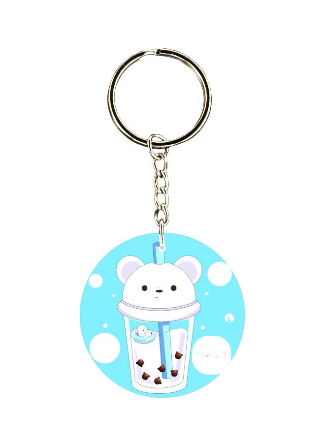 بي بي سلسلة مفاتيح بطبعة عليها كوب شرب