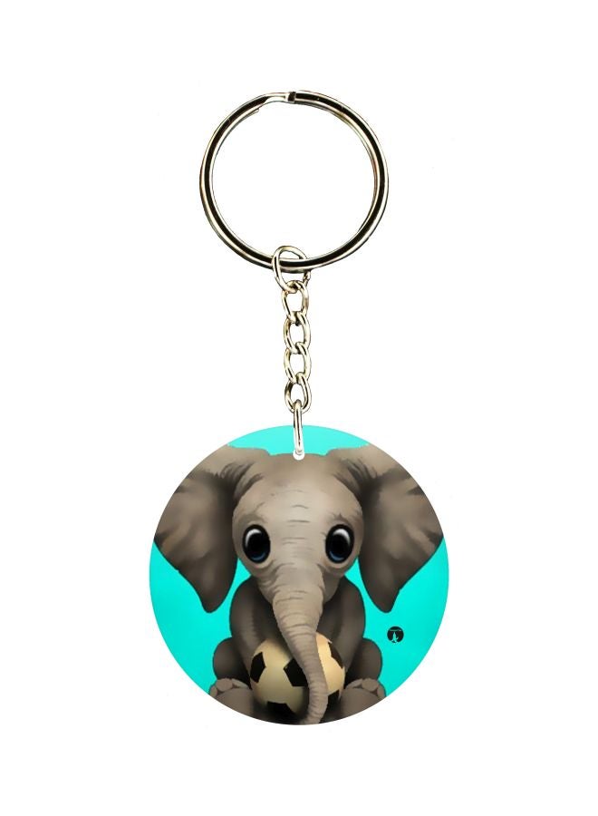 BP Elephant With Ball Printed Keychain