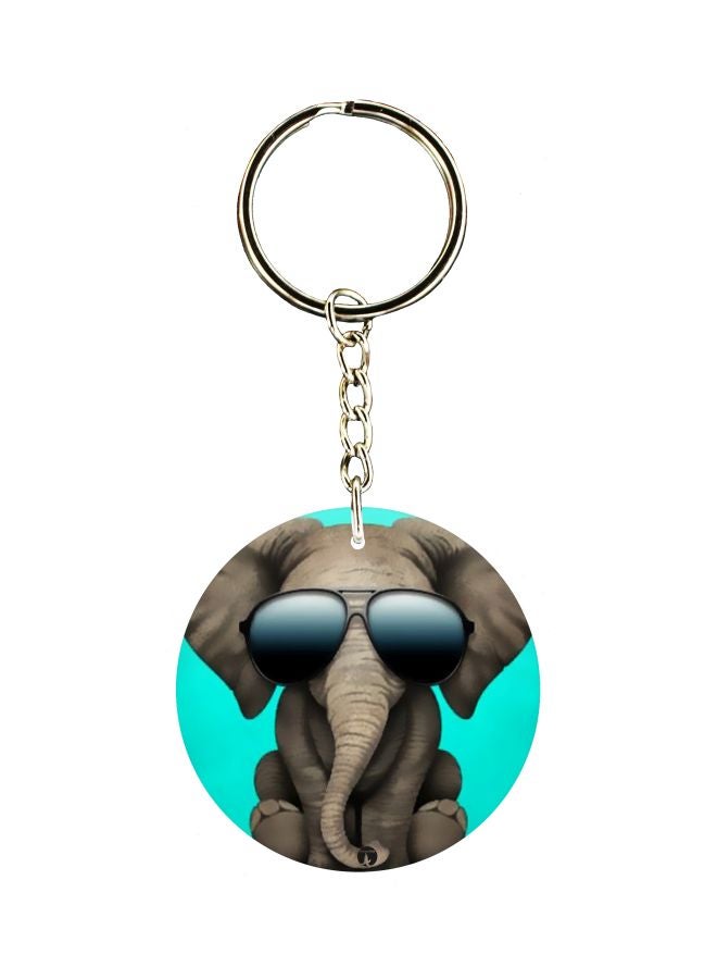 BP Elephant In Sunglasses Printed Keychain