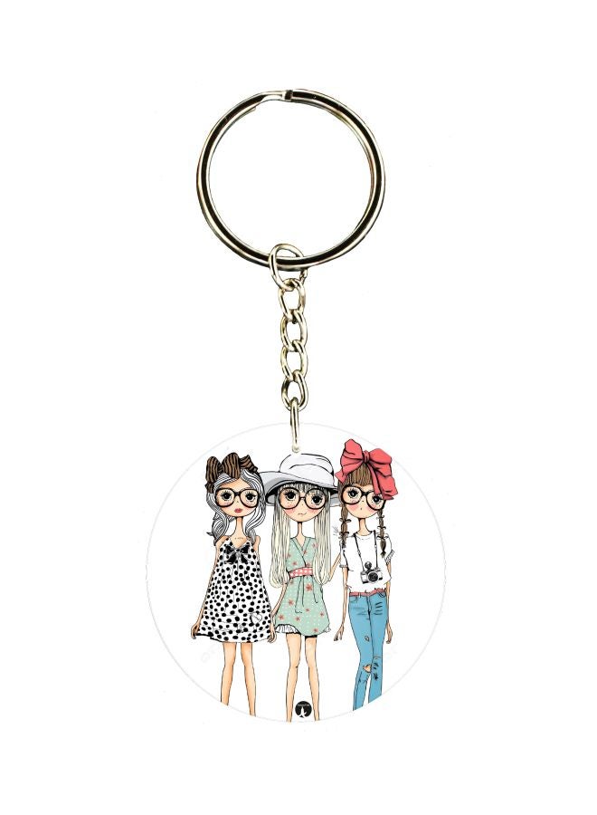 بي بي سلسلة مفاتيح مزينة بطبعة فتيات