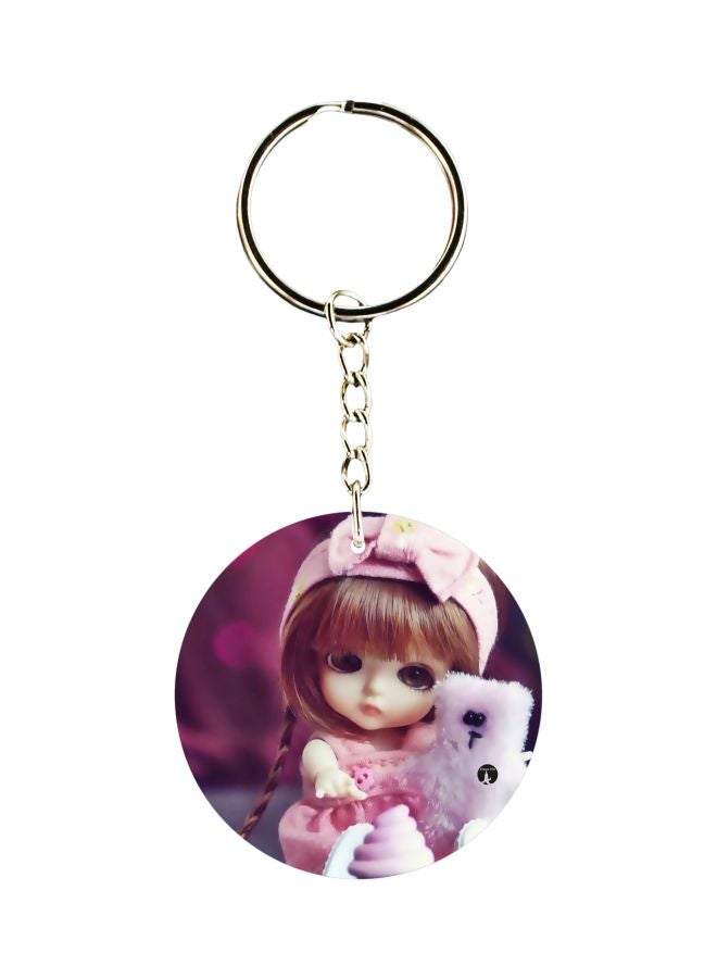 بي بي سلسلة مفاتيح من البلاستيك بطبعة دمية