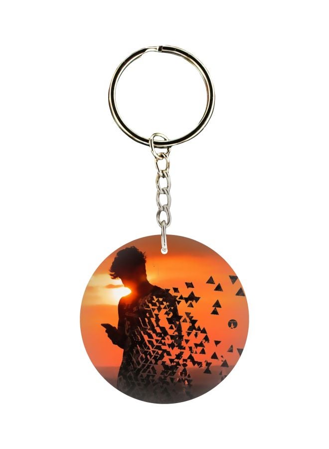 بي بي سلسلة مفاتيح بطبعة مشهد غروب الشمس مع طيور