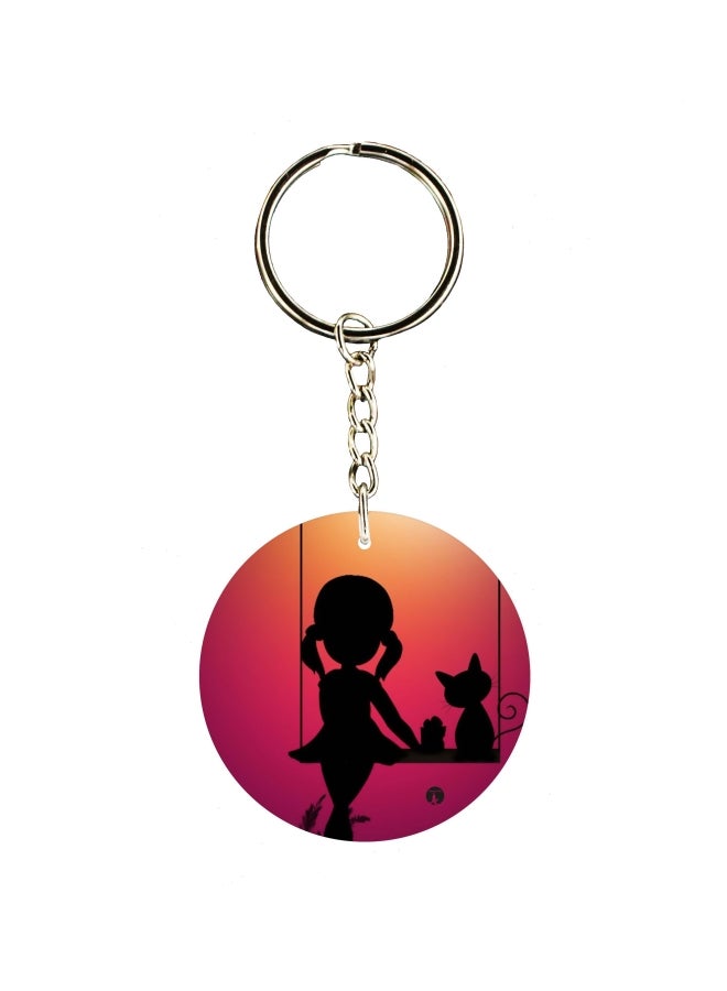 بي بي سلسلة مفاتيح بطبعة فتاة مع قط