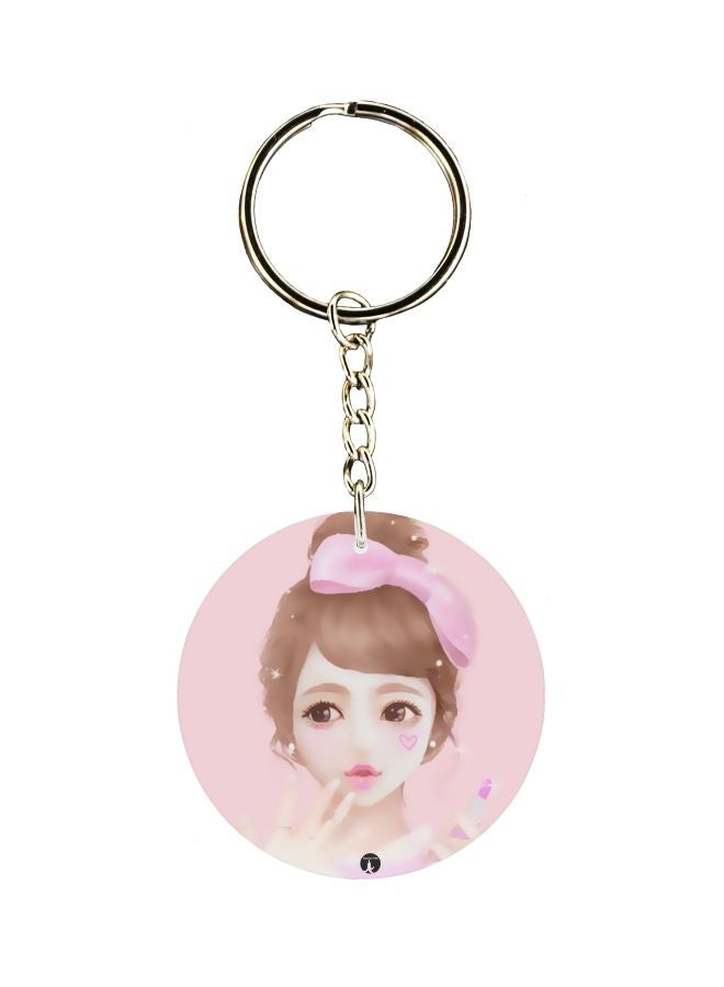 بي بي سلسلة مفاتيح بطبعة شخصية فتاة أنيمي على جهة واحدة