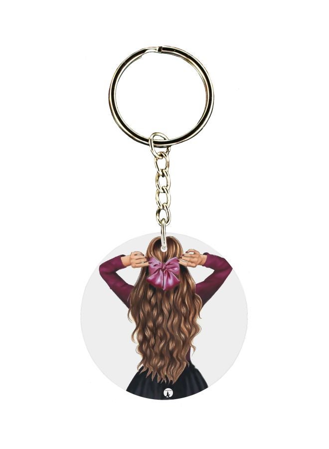 بي بي سلسلة مفاتيح بطبعة فتاة على جهة واحدة