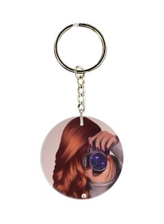 Single Sided Girl And Camera Printed Keychain