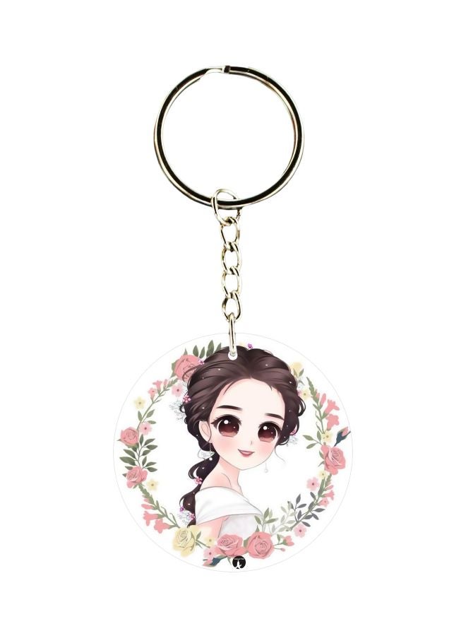 سلسلة مفاتيح من البلاستيك بطبعة فتاة