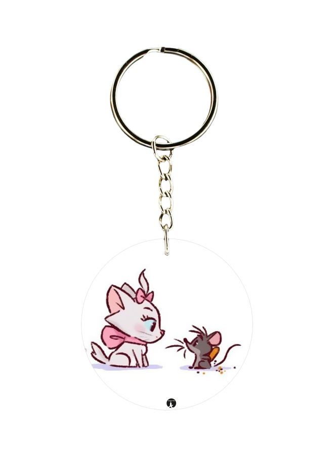 بي بي سلسلة مفاتيح من البلاستيك بطبعة قطة