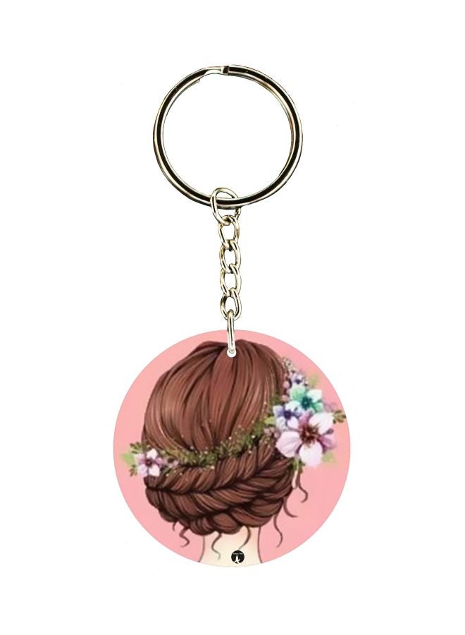 BP Girl With Flower Themed Keychain