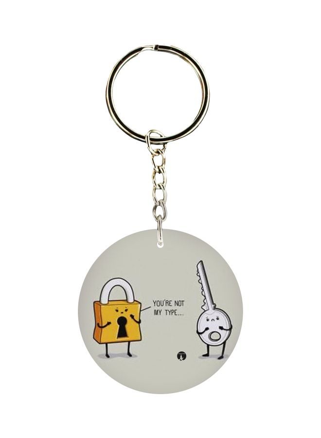 بي بي سلسلة مفاتيح بطبعة قفل ومفتاح على وجه واحد