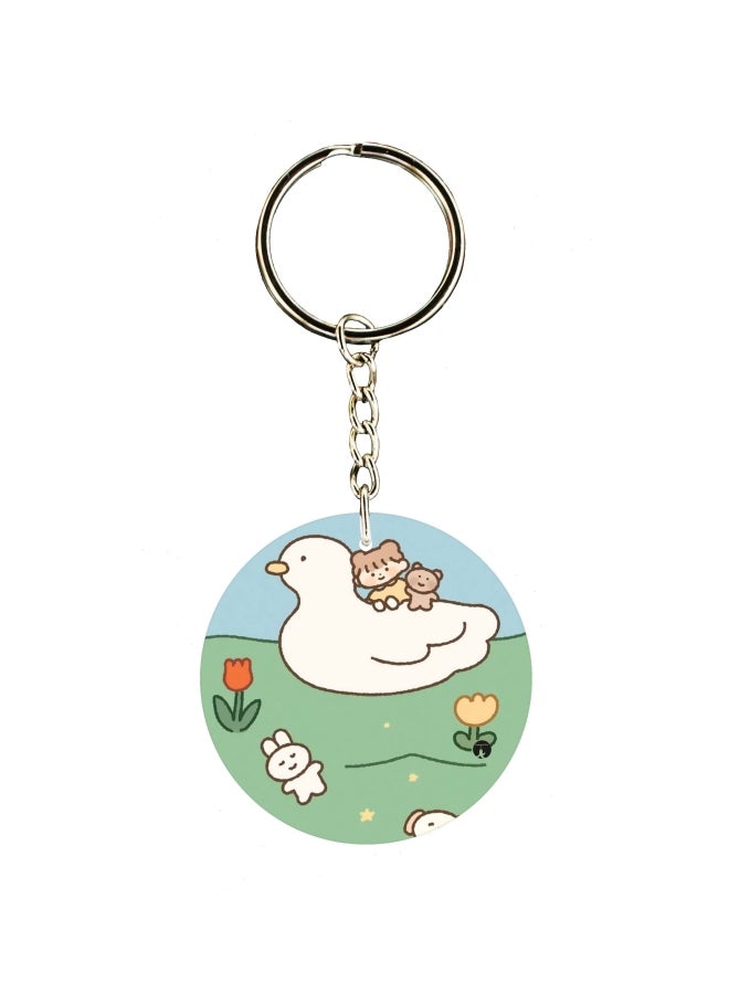 بي بي سلسلة مفاتيح بطبعة رسومات كرتونية على جهة واحدة