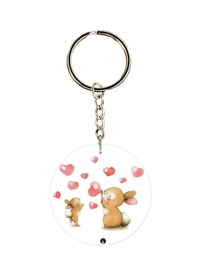 بي بي سلسلة مفاتيح بطبعة أرنب كارتوني من جانب واحد