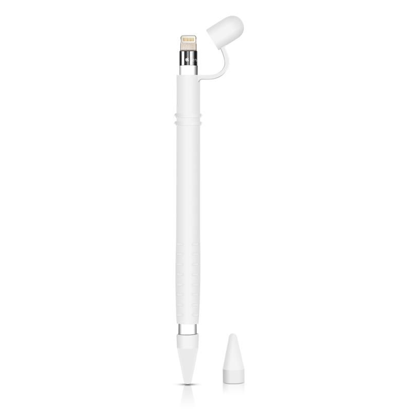 VINSOC Silicone Protective Case Holder With Nib Cover For Apple Pencil 1st Generation White  - Image 2