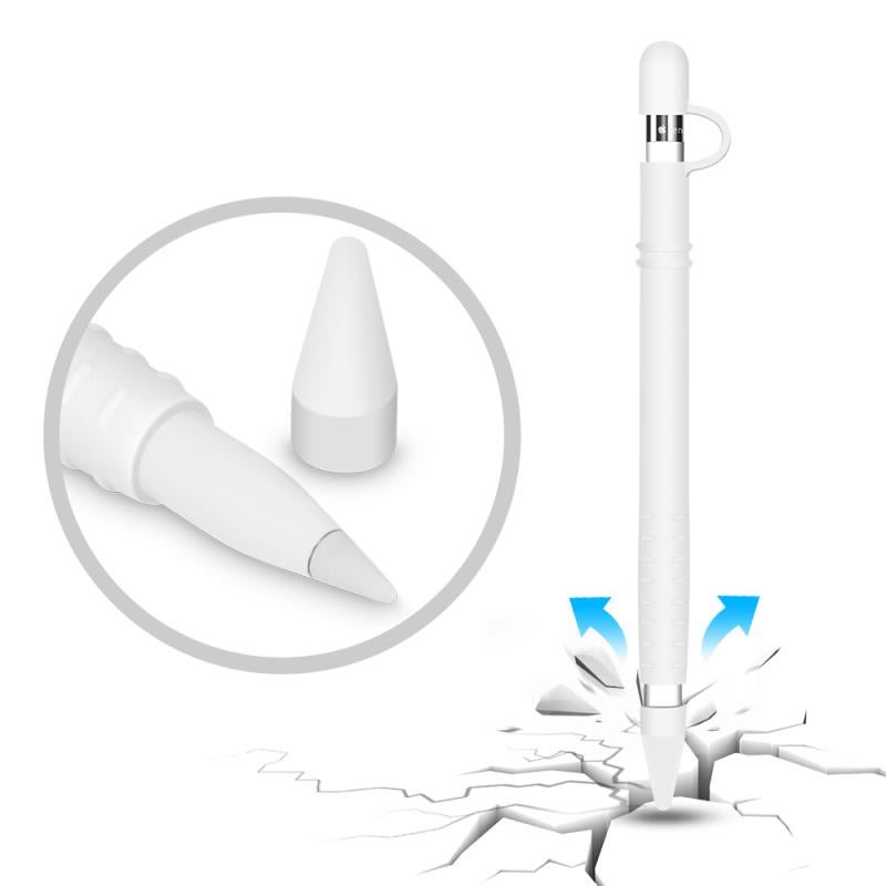 VINSOC Silicone Protective Case Holder With Nib Cover For Apple Pencil 1st Generation White  - Image 4