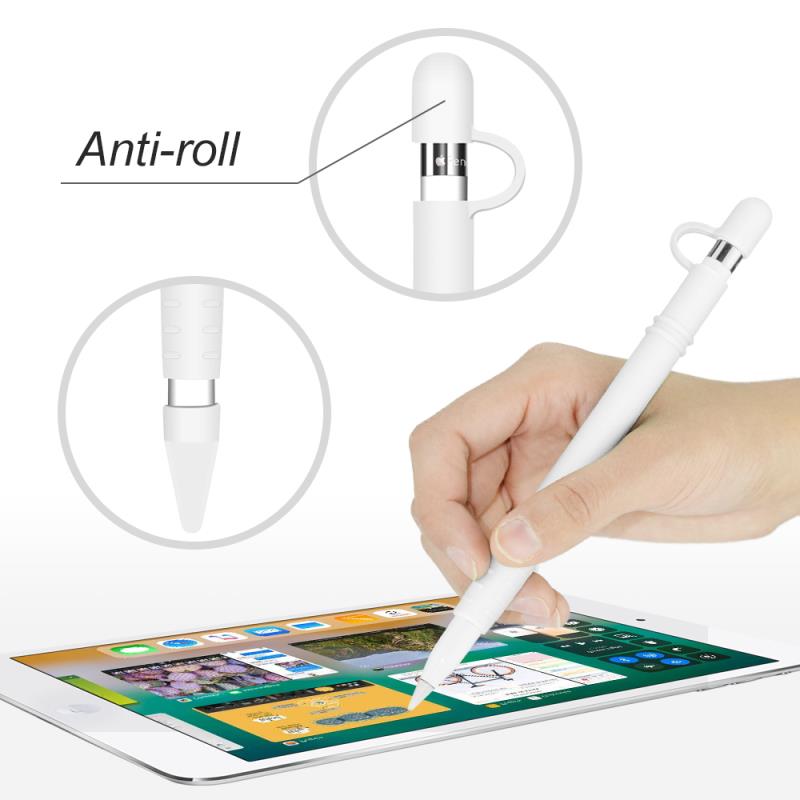 VINSOC Silicone Protective Case Holder With Nib Cover For Apple Pencil 1st Generation White  - Image 5