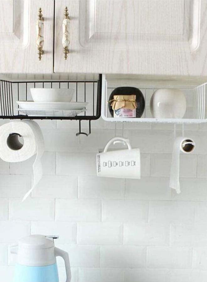 QD Under Shelf Basket-Multifunctional Stroge Dish Rack Black 28 x 26cm - Image 2