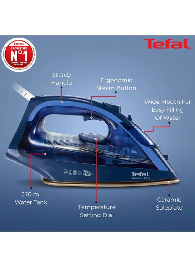 Tefal - Maestro Plus Steam Iron 270.0 ml 2200.0 W FV185201 blue - Image 1