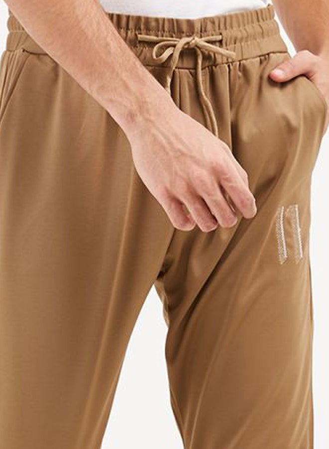 Generic - Solid Design Drawstring Sweatpants Light Beige - Image 1
