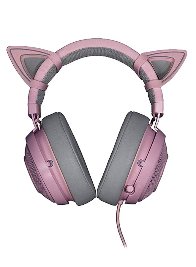 RAZER - Kraken Kitty RGB USB Gaming Headset, THX 7.1 Spatial Surround Sound, Chroma RGB Lighting, Retractable Active Noise Cancelling Mic, Lightweight Aluminum Frame for PC - Image 1