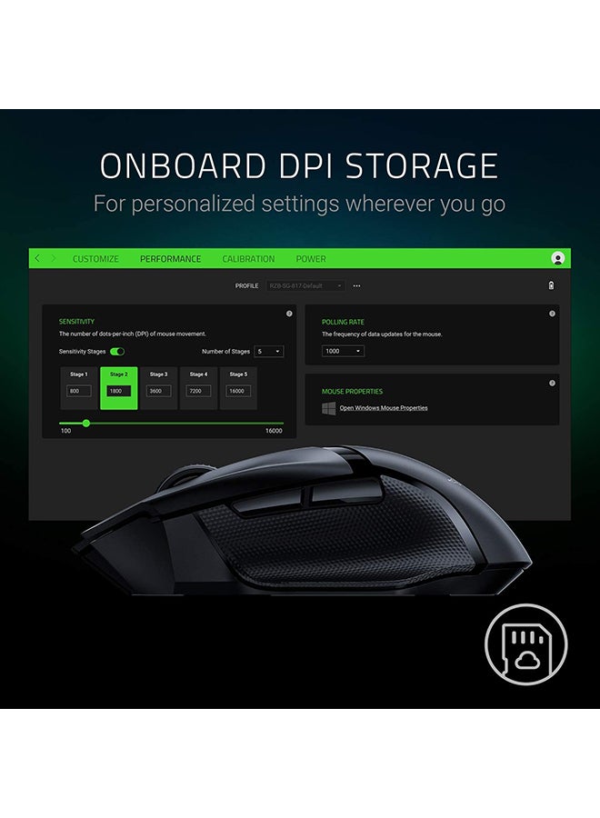 RAZER - Razer Basilisk X Hyperspeed Wireless Gaming Mouse: Bluetooth & Wireless Compatible, 16K Dpi Optical Sensor, 6 Programmable Buttons, 450 Hr Battery, Classic Black - Image 1