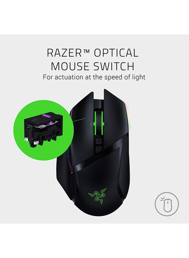 RAZER - Razer Basilisk Ultimate HyperSpeed Wireless Gaming Mouse, Fastest Gaming Mouse Switch, 20K DPI Optical Sensor, Chroma RGB Lighting, 11 Programmable Buttons, 100 Hr Battery - Black - Image 1