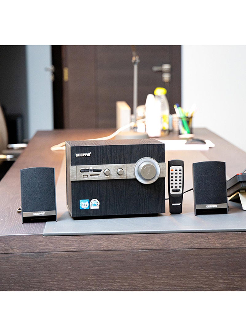 GEEPAS - 2.1-Channel Multimedia Speaker System With USB - SD Card Slots And FM Radio - Bluetooth GMS8516 Black - Image 1