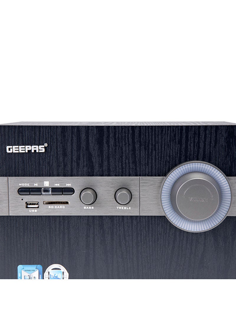 GEEPAS - 2.1-Channel Multimedia Speaker System With USB - SD Card Slots And FM Radio - Bluetooth GMS8516 Black - Image 1