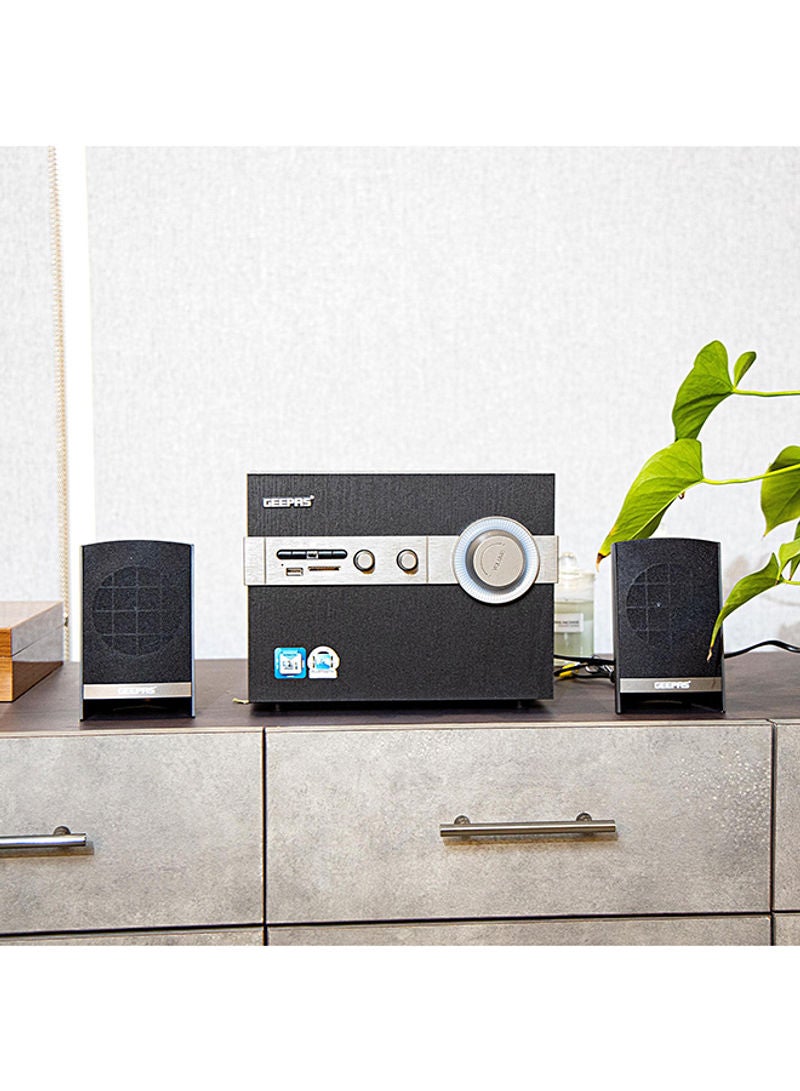 GEEPAS - 2.1-Channel Multimedia Speaker System With USB - SD Card Slots And FM Radio - Bluetooth GMS8516 Black - Image 1