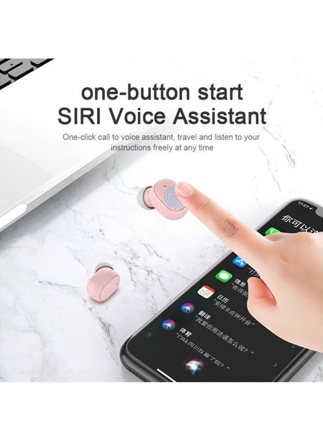 سماعة أذن داخلية لاسلكية A6S برو مع علبة شحن وردي - Image 2