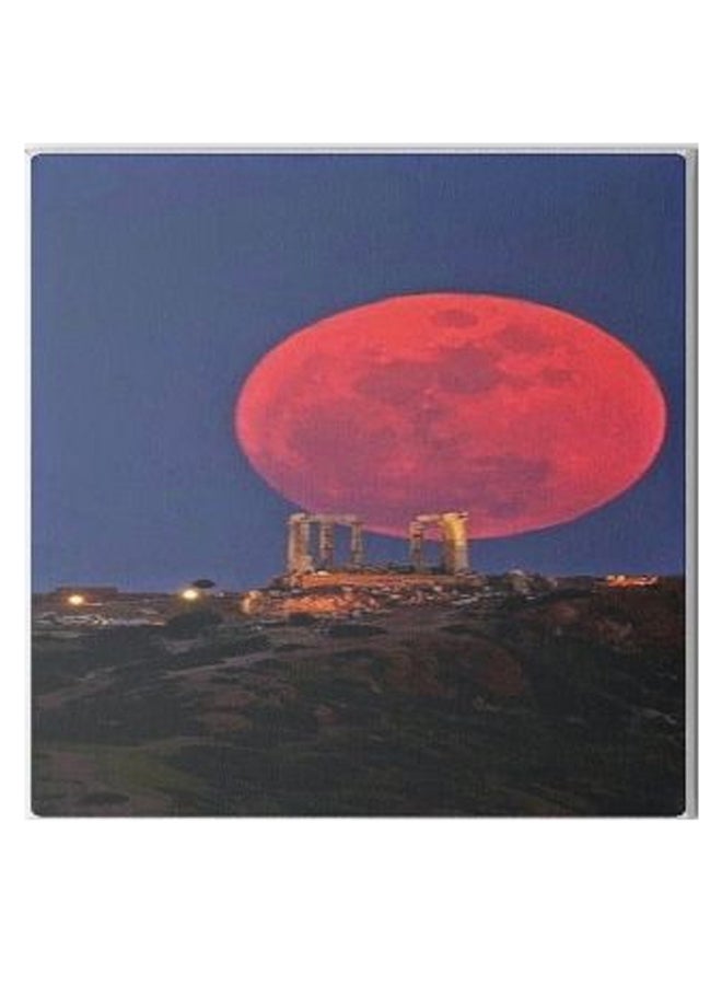 Moon Hidden Frame Canvas Wall Painting Red/Brown/Blue 50 x 50cm  - Image 1