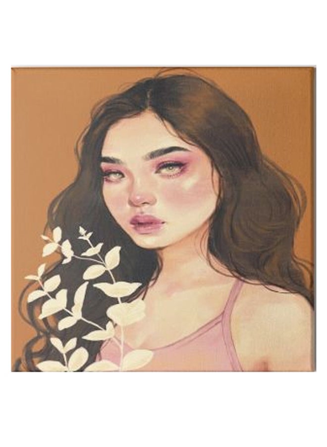 Girl Animation Hidden Frame Canvas Wall Painting Pink/Beige/Brown 50 x 50cm  - Image 1