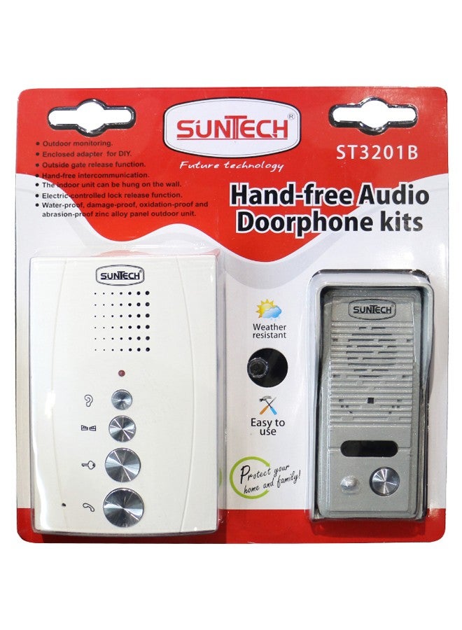SUNTECH Hand Free Audio Doorphone Kit White/Grey 