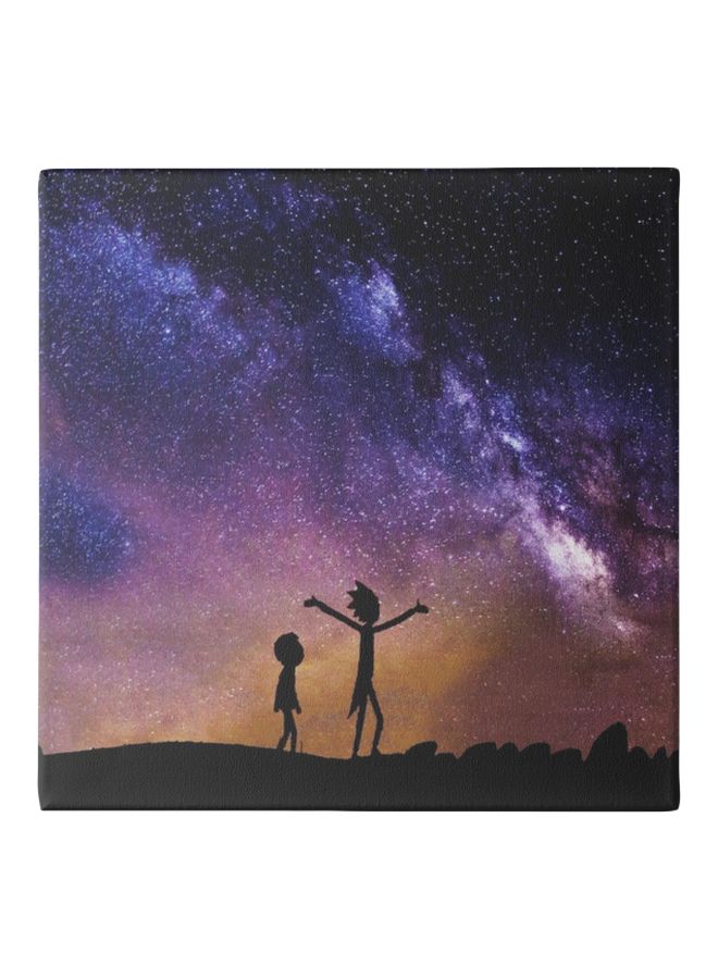 Rick And Morty Painted Canvas Wall Painting Purple/Black/Yellow 50x50centimeter