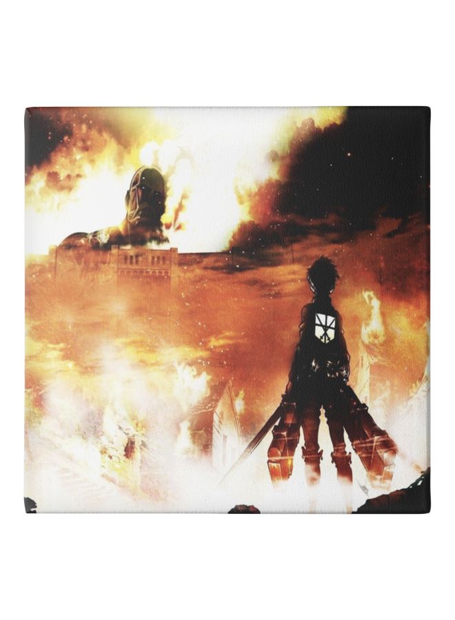 Attack On Titan Painted Canvas Wall Painting Orange/White/Black 50x50cm 