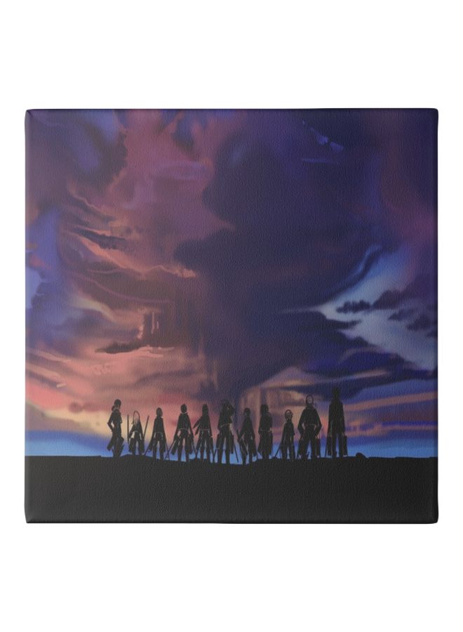 Attack On Titan Painted Canvas Wall Painting Purple/Black/Blue 50x50cm