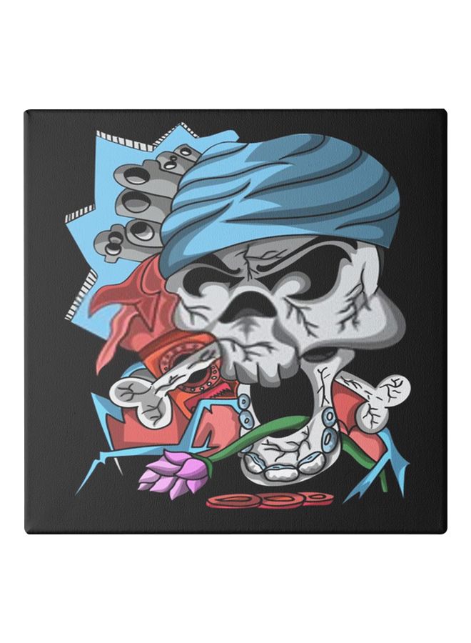 Cartoon Themed Canvas Wall Painting With Hidden Frame Black/White/Blue 50x50cm