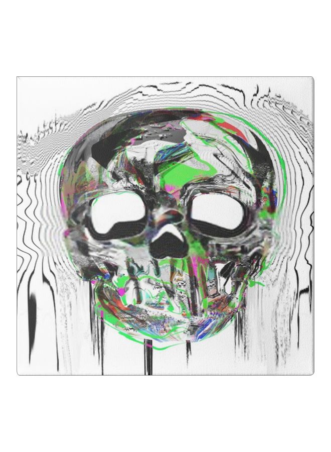 Skull Themed Canvas Wall Painting With Hidden Frame White/Black/Green 50x50cm